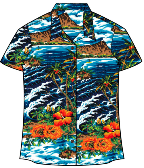 Diamond Head Women's Hawaiian Shirt- Made in USA